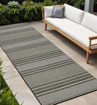 8' Gray Southwestern Indoor Outdoor Area Rug