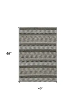 4' X 6' Gray Striped Area Rug