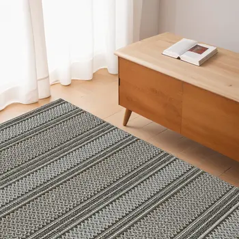 4' X 6' Gray Striped Area Rug