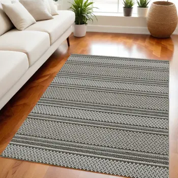 5' X 8' Gray Striped Area Rug