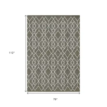 7' X 9' Gray Geometric Indoor Outdoor Area Rug