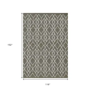 10' X 13' Gray Geometric Indoor Outdoor Area Rug