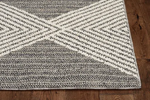 8' Gray Geometric Indoor Outdoor Area Rug