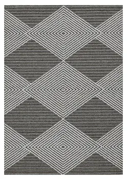 4' X 6' Gray And Ivory Geometric Area Rug