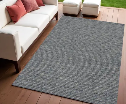 4' X 6' Denim Blue Abstract Indoor Outdoor Area Rug