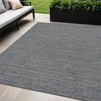 5' X 8' Denim Blue Abstract Indoor Outdoor Area Rug