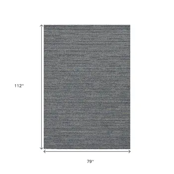 7' X 9' Denim Blue Abstract Indoor Outdoor Area Rug