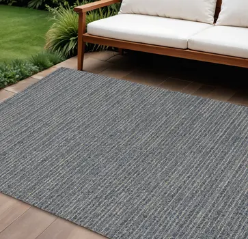 8' X 10' Denim Blue Abstract Indoor Outdoor Area Rug