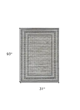8' Gray Geometric Runner Rug