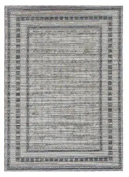 8' Gray Geometric Runner Rug