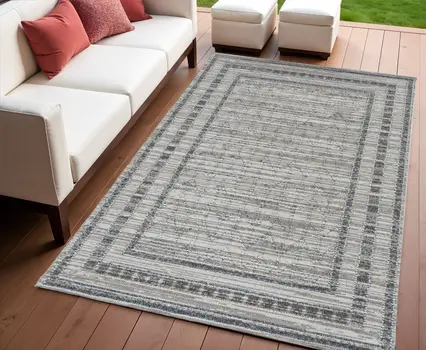 4' X 6' Gray Chevron Indoor Outdoor Area Rug