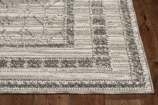 5' X 8' Gray Striped Indoor Outdoor Area Rug