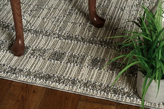 5' X 8' Gray Striped Indoor Outdoor Area Rug