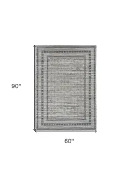 5' X 8' Gray Striped Indoor Outdoor Area Rug