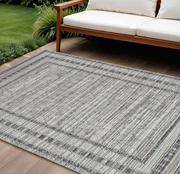 8' X 10' Gray Striped Indoor Outdoor Area Rug