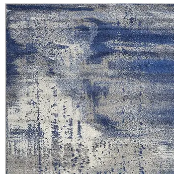 7' X 10' Blue Ivory And Gray Abstract Area Rug