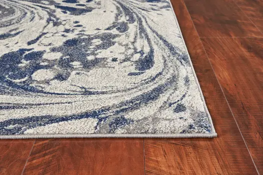 8' X 10' Blue Gray And Ivory Abstract Area Rug