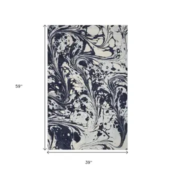 3' X 5' Blue Abstract Splashes Area Rug