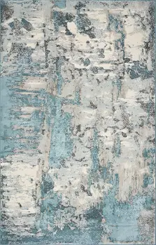 3' X 5' Ivory And Teal Abstract Area Rug