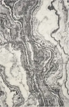 7' X 9' Gray And Ivory Abstract Area Rug