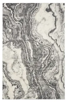 7' X 9' Gray And Ivory Abstract Area Rug