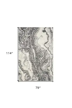 7' X 9' Gray And Ivory Abstract Area Rug