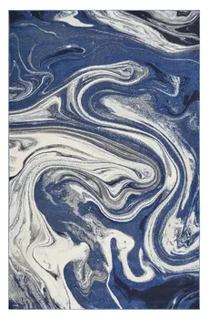 7' X 10' Blue And Beige Abstract Area Rug