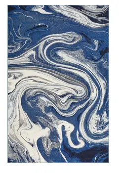 8' X 10' Blue And Beige Abstract Shag Area Rug