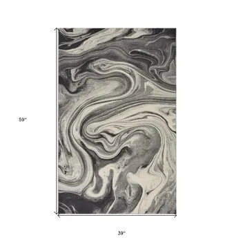 3' X 5' Gray And Black Abstract Area Rug