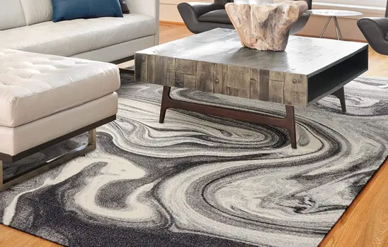 5' X 8' Gray And Black Abstract Area Rug