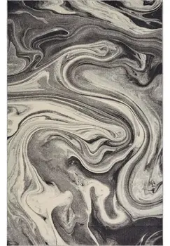 8' X 10' Ivory Black and Gray Abstract Shag Area Rug