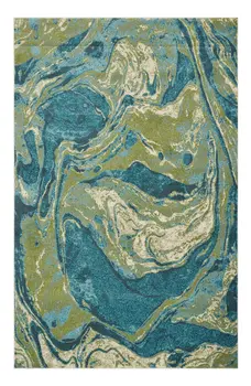 5' X 7' Teal And Beige Abstract Area Rug
