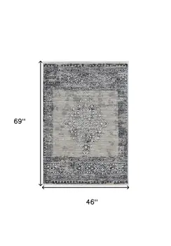 4' X 6' Charcoal and Gray Medallion Area Rug