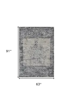 5' X 8' Charcoal and Gray Medallion Area Rug