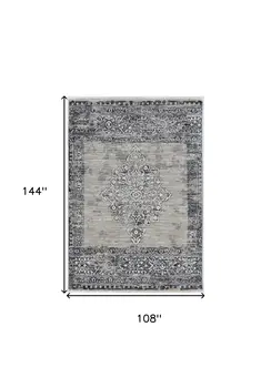 9' X 12' Charcoal and Gray Medallion Area Rug