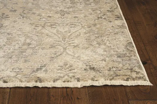 8' Sand And Charcoal Abstract Distressed Runner Rug