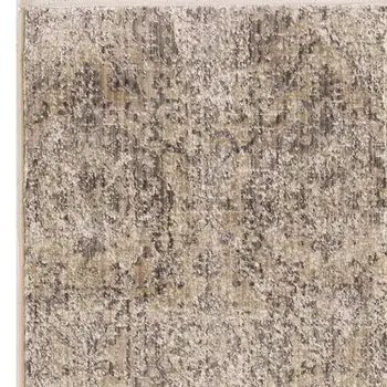 8' Sand And Charcoal Abstract Distressed Runner Rug
