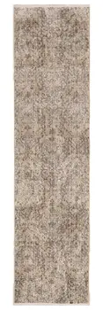 8' Sand And Charcoal Abstract Distressed Runner Rug