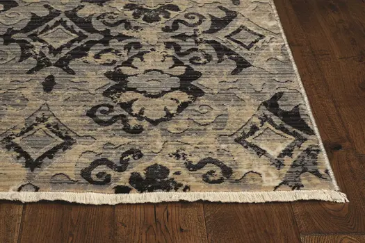 8' Beige And Ivory Damask Runner Rug
