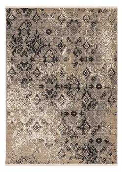 8' Beige And Ivory Damask Runner Rug