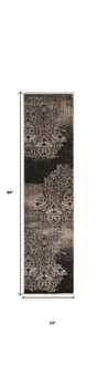 8' Blue Damask Runner Rug