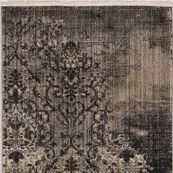 8' Blue Damask Runner Rug