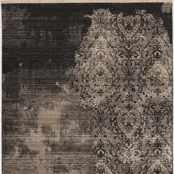 5' X 8' Taupe and Black Abstract Area Rug