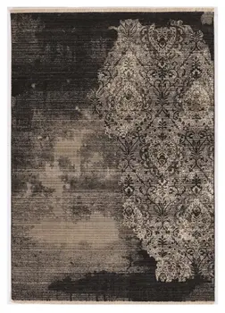 8' X 10' Taupe and Black Abstract Area Rug