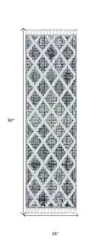 8' Charcoal Geometric Runner Rug