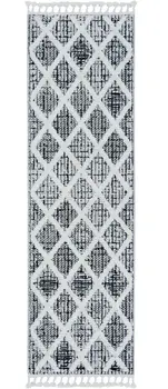 8' Charcoal Geometric Runner Rug