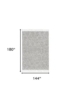 12' X 15' Gray and Ivory Geometric Area Rug