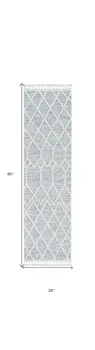 8' Gray and Ivory Abstract Runner Rug