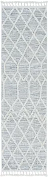 8' Gray and Ivory Abstract Runner Rug