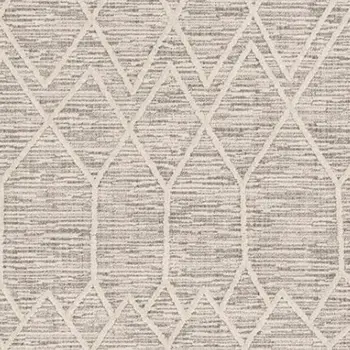 8' X 11' Ivory And Gray Geometric Area Rug With Fringe